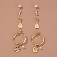 Hot-selling  Simple  Star And Moon Rhinestone Stud Earrings main image 1
