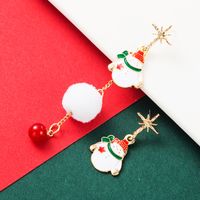 Hot Selling Christmas  Alloy Drop Oil S925 Silver Needle Asymmetric Hair Ball Earrings main image 4