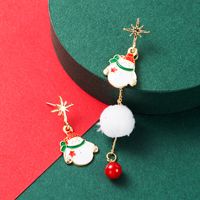 Hot Selling Christmas  Alloy Drop Oil S925 Silver Needle Asymmetric Hair Ball Earrings main image 5