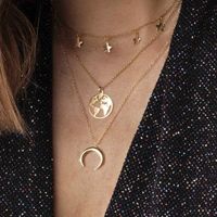 New Alloy  Creative Stars Moon Map Multilayer Necklace main image 1