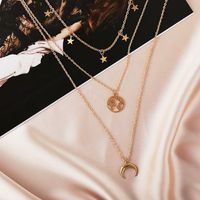 New Alloy  Creative Stars Moon Map Multilayer Necklace main image 5