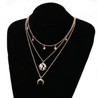 New Alloy  Creative Stars Moon Map Multilayer Necklace main image 6