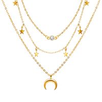 New  Creative Simple  Star Moon  Multilayer Necklace main image 3