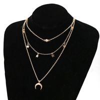 New  Creative Simple  Star Moon  Multilayer Necklace main image 4