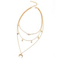 New  Creative Simple  Star Moon  Multilayer Necklace main image 5