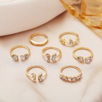 New Fashion  Diamond Butterfly Flower 7-piece Retro Crystal Ring main image 5