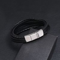 Retro Multi-layer Woven Stainless Steel Men's Leather Bracelet main image 5