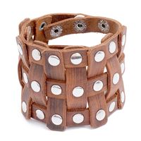 Retro Men's Cowhide  Simple Adjustable Punk Wide Leather Bracelet main image 2