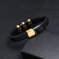 Creative Two-color Stainless Steel Magnet Buckle Men's Leather Bracelet main image 5