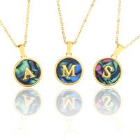 Stainless Steel Round Shell 26 Letter Necklace main image 2