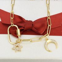 Fashion  Diamond-studded Star Moon Necklace main image 4