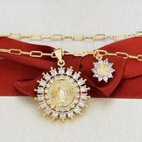 Mode Eingelegte Zirkon Runde Religiöse Halskette main image 4