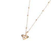 New Micro-inlaid Zircon  Heart Love Angel  Round Bead Stainless Steel Necklace main image 3