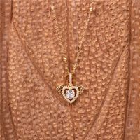 New Micro-inlaid Zircon  Heart Love Angel  Round Bead Stainless Steel Necklace main image 4