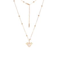 Nouveau Collier En Acier Inoxydable Avec Perles Rondes En Zircon Coeur Amour Ange Micro-incrusté main image 6