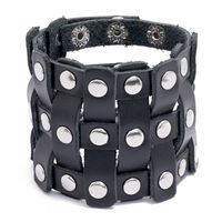 Retro Men's Cowhide  Simple Adjustable Punk Wide Leather Bracelet sku image 1