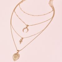 Fashion New   Moon Flower  Multi-layer Female Necklace main image 4