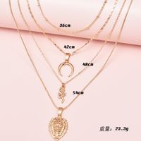 Fashion New   Moon Flower  Multi-layer Female Necklace main image 6