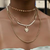 Einfache Mehrschichtige Disc-kette Pfirsich Herz Halskette main image 1