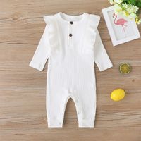 New  Long-sleeved Baby One-piece Solid Color Fashion Newborn Women's Romper Clothes Wholesale main image 3