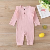 New  Long-sleeved Baby One-piece Solid Color Fashion Newborn Women's Romper Clothes Wholesale main image 4