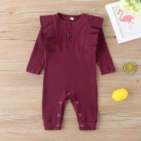 New  Long-sleeved Baby One-piece Solid Color Fashion Newborn Women's Romper Clothes Wholesale main image 5