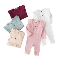 New  Long-sleeved Baby One-piece Solid Color Fashion Newborn Women's Romper Clothes Wholesale main image 6