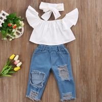 New Fashion Tops And Ripped Jeans Two-piece Wholesale main image 2