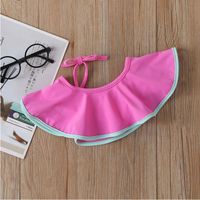 New Fashion  Single Shoulder Strap Lotus Leaf Collar Children's Beach Swimsuit main image 3