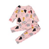 New Children's Casual Home Clothes Two-piece Kid Cartoon Printing Suit sku image 1