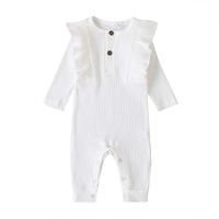 New  Long-sleeved Baby One-piece Solid Color Fashion Newborn Women's Romper Clothes Wholesale sku image 1