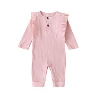 New  Long-sleeved Baby One-piece Solid Color Fashion Newborn Women's Romper Clothes Wholesale sku image 10