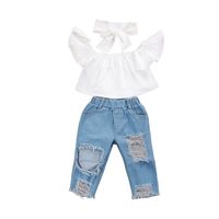 New Fashion Tops And Ripped Jeans Two-piece Wholesale sku image 2