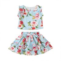 New  Print Clothing Suit Girls Sleeveless Vest Short Skirt Suit Two-piece sku image 3