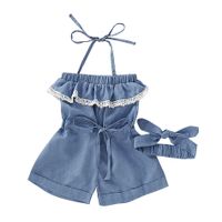 2020 New Girls' Overalls Solid Color European And American Fashion Children's Jeans Lace Suspenders  Hot Sale sku image 1