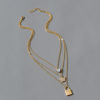 New Crystal Crown Lock Decoration Multilayer Necklace main image 3
