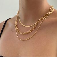 Fashion Simple Multilayer Thick Chain Stacked Creative Three-layer Necklace main image 2
