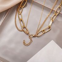 Multi-layer Creative Retro Simple Eight-pointed Star Lock Pendant Thick Necklace main image 5