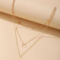 New Alloy Retro Creative Butterfly Pendant Three-layer Necklace main image 3