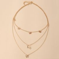 New Alloy Retro Creative Butterfly Pendant Three-layer Necklace main image 4