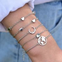 Multi-layer Simple Gold-plated Heart-shaped Moon Bracelet Set main image 4