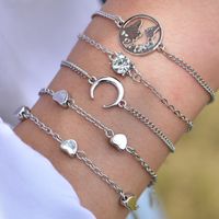 Multi-layer Simple Gold-plated Heart-shaped Moon Bracelet Set main image 5