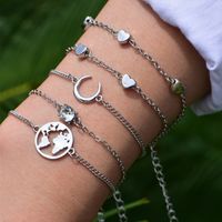 Multi-layer Simple Gold-plated Heart-shaped Moon Bracelet Set main image 6