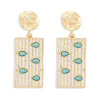 Exaggerated Turquoise Geometric Alloy Earrings main image 1