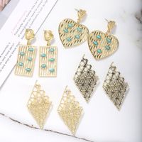 Exaggerated Turquoise Geometric Alloy Earrings main image 4