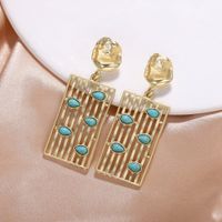 Exaggerated Turquoise Geometric Alloy Earrings main image 5