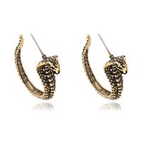 Exaggerated Snake-shaped  Punk Style  Gold Snake Earrings main image 2