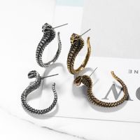 Exaggerated Snake-shaped  Punk Style  Gold Snake Earrings main image 3