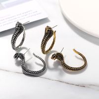 Exaggerated Snake-shaped  Punk Style  Gold Snake Earrings main image 4