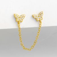 Creative Simple Chain Butterfly Letter Am Diamond Earrings main image 4